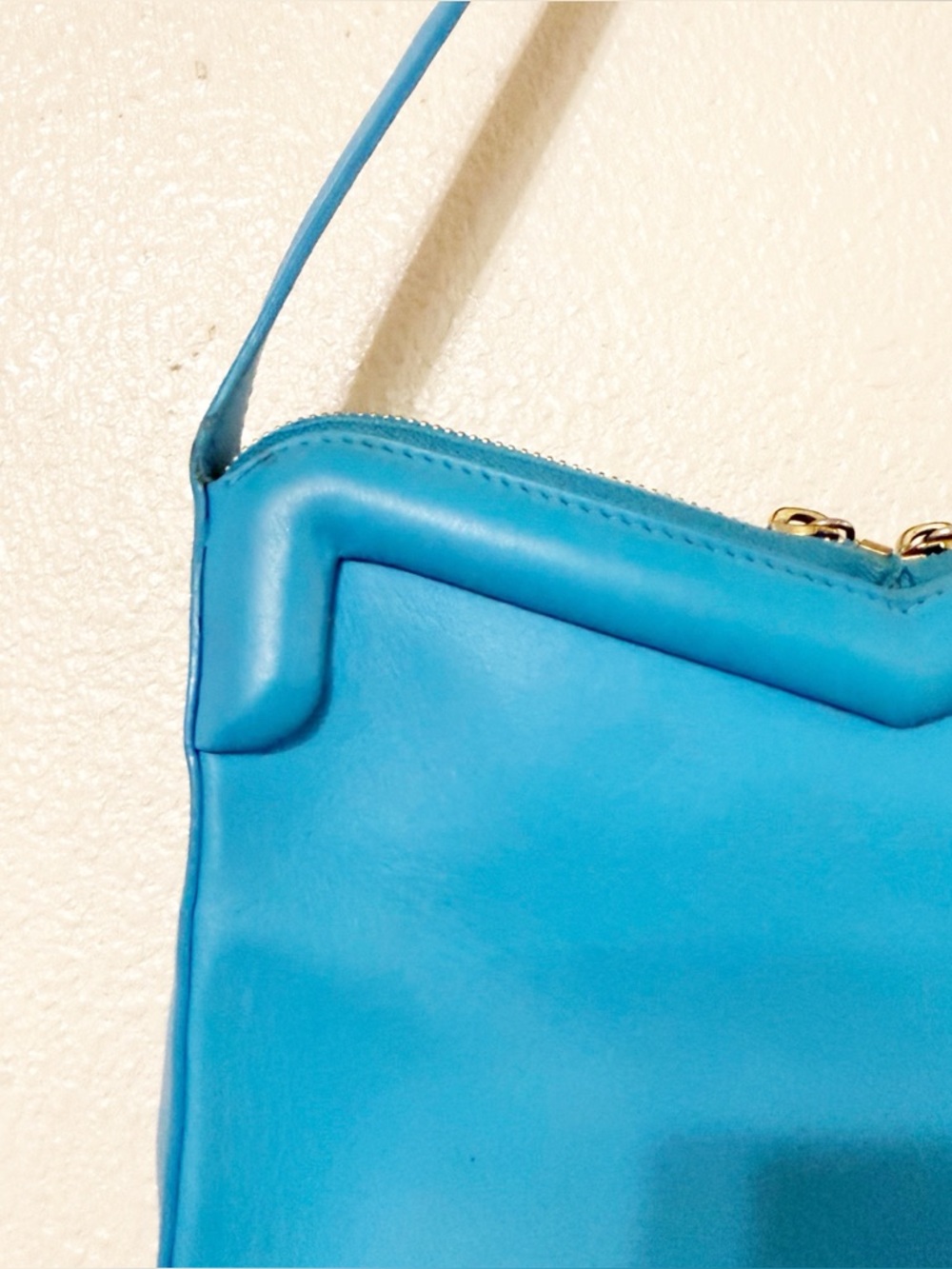 Mansur Gavriel M Frame Baguette Bag Shoulder Bright Blue Leather Purse $545 MSRP - Picture 13 of 15